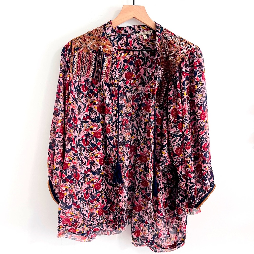 Gimmicks Floral Embroidered Open Front Cardigan